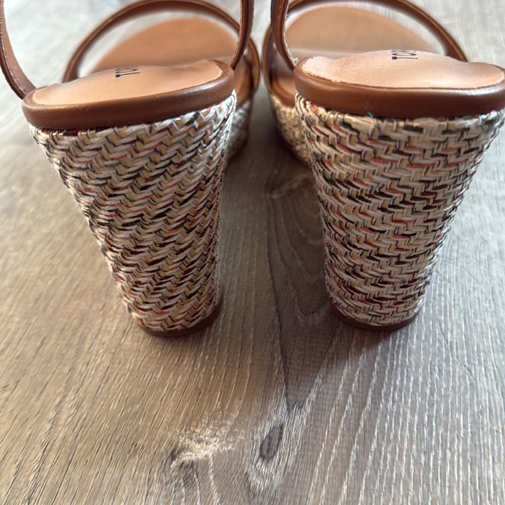 TORRID Brown Dual Strap Multi Colored Espadrille Wedge Sandals NWT - Picture 6 of 8
